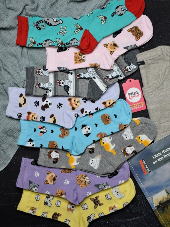 جوراب ساقدار ترک طرح گربه ,سگ و هاسکی برند اکمن 2 جوراب ساقدار ترک طرح گربه ,سگ و هاسکی برند اکمن