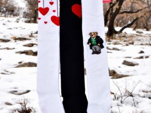 جوراب بالا زانو طرح تدی و قلب ولنتاین برند پاتریس